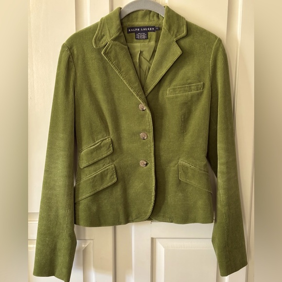 RALPH LAUREN (Never Worn!) Women’s Khaki/Green Corduroy Blazer Size: 2 - Picture 1 of 5